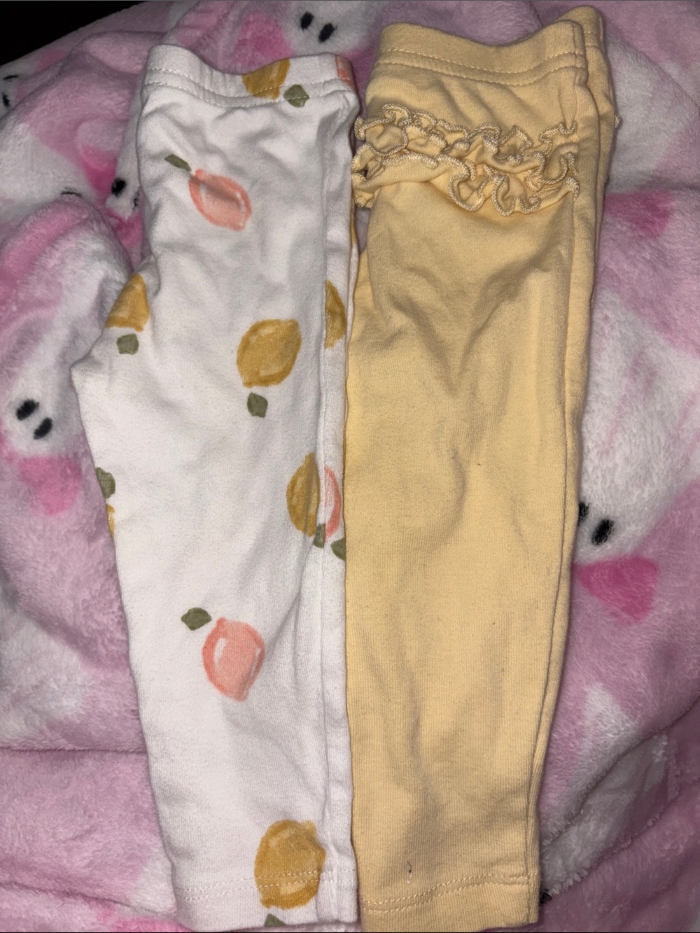 Baby Girls Lemon-Print and Yellow Ruffle Leggings - 2-Pack